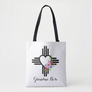 Pretty Zia Heart with Roses Personalised Gift Tote Bag