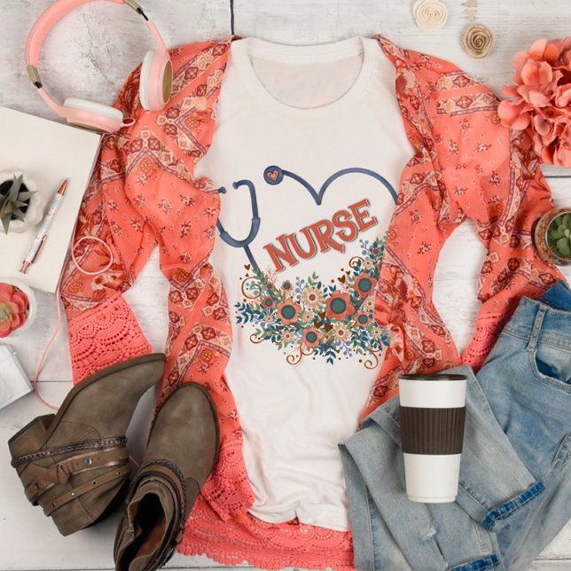 PrettyFloral Nurse Stethoscope Inspirivity T-Shirt (Creator Uploaded)