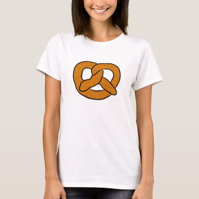 Pretzel Art Drawing Salty Pretzel Cartoon Print T-Shirt (Front)