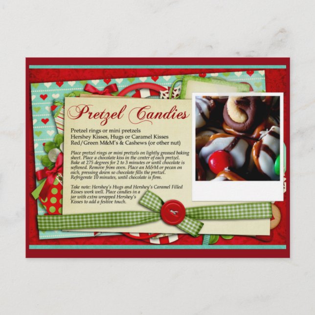 Pretzel Candy Christmas RECIPE CARD (Front)