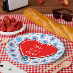 Pretzel hearts bavaria Edelweiss Paper Plate