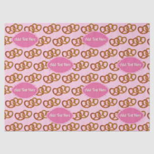 Pretzel Love with Custom Text Repeat Pattern Pink Tissue Paper