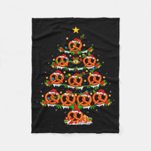 Pretzel Lover Xmas Lighting Pretzel Christmas Tree Fleece Blanket
