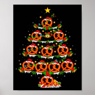 Pretzel Lover Xmas Lighting Pretzel Christmas Tree Poster