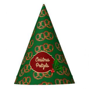 Pretzel Motif, Holly: Christmas Colours customised Party Hat