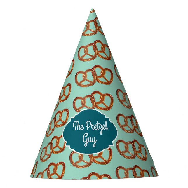 Pretzel Party Snack Theme - Any colour, own text Party Hat (Front)