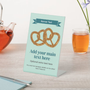 Pretzel Party Theme - Salty Snacks and Your Text Pedestal Sign
