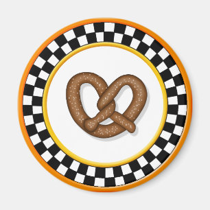 Pretzel & Round Chequerboard Magnet