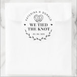 Pretzel We Tied The Knot Wedding Classic Round Sticker<br><div class="desc">Pretzel We Tied The Knot . Add a fun touch of colour and unique style to your wedding or bridal shower favours. A bridal shower favour bag is a great addition to party planning. These unique bags will easily be used as a gift and can serve as a beautiful decoration...</div>