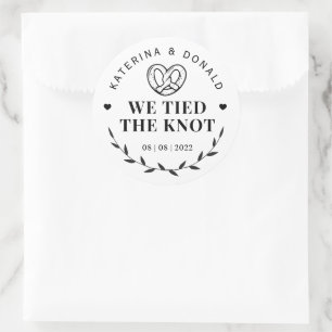 Pretzel We Tied The Knot Wedding Classic Round Sticker