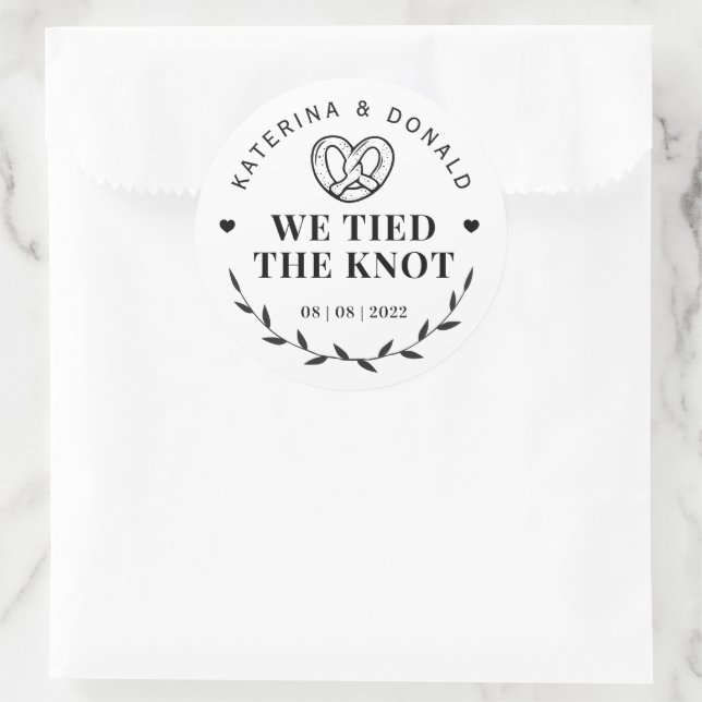 Pretzel We Tied The Knot Wedding Classic Round Sticker (Bag)