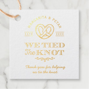 Pretzel We Tied The Knot Wedding Foil Favour Tags
