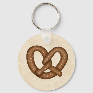 Pretzel with Beige Bkgd Keychain
