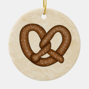 Pretzel with Beige Bkgd Ornament