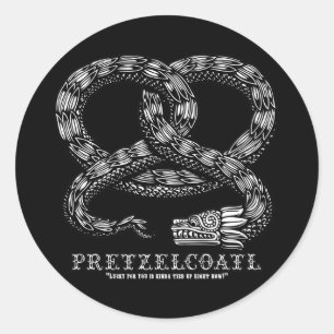 Pretzelcoatl -b/w classic round sticker