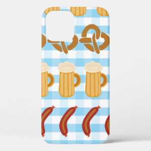 Pretzels beer sausage lined up seamless vintage il iPhone 12 case