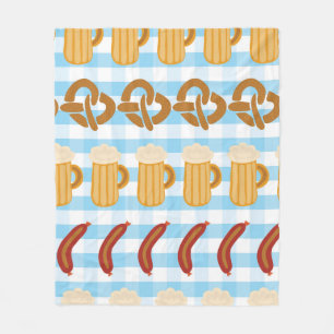 Pretzels beer sausage lined up seamless vintage il fleece blanket