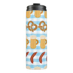 Pretzels beer sausage lined up seamless vintage il thermal tumbler