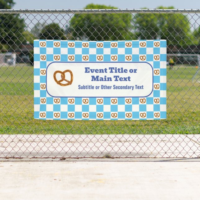 Pretzels Check German Oktoberfest Blue & White DIY Banner (Insitu)