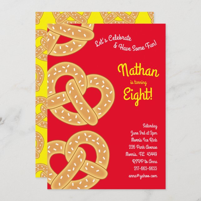 Pretzels Kids Birthday Party Invitation (Front/Back)