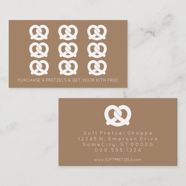 pretzels loyalty stamp colour customisable card (Front/Back)