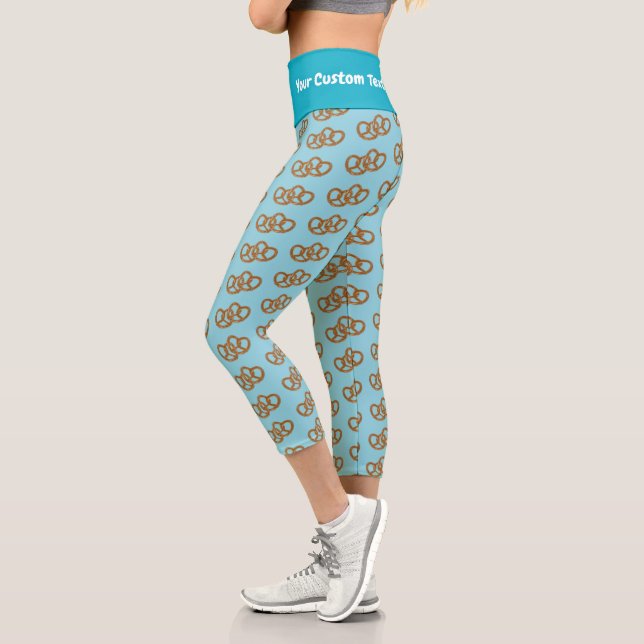 Pretzels with Your Funny Caption at Waist pretty Capri Leggings (Left)