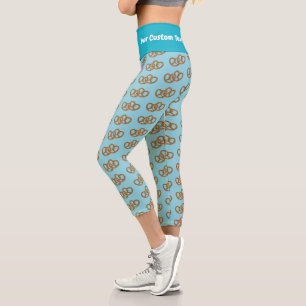 Pretzels Your Funny Caption (Side) Robin Egg Blue Capri Leggings