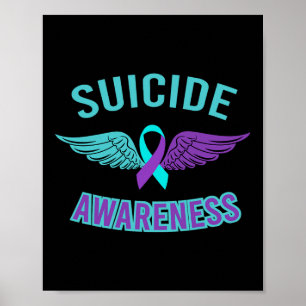 Prevent Suicide Awareness Wings Ribbon Poster