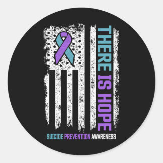 Prevention American Flag Hope Suicide Awareness  Classic Round Sticker