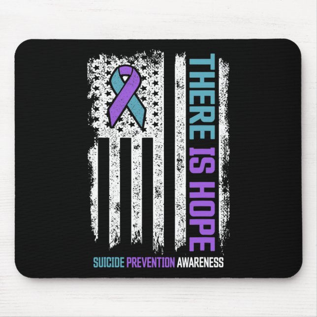 Prevention American Flag Hope Suicide Awareness  Mouse Mat (Front)