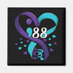 Prevention Awareness 988 Heart Teal And Purple Magnet