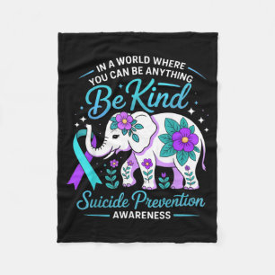 Prevention Awareness Flowers Elephant Be Kind Fleece Blanket