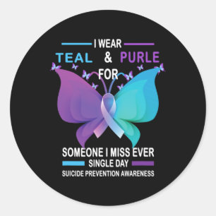 Prevention Awareness I Wear Teal And Purple  Classic Round Sticker