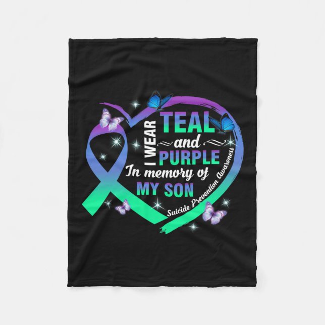 Prevention Awareness I Wear Teal Purple For My Son Fleece Blanket (Front)
