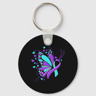 Prevention Awareness Month Butterfly Ribbon Key Ring