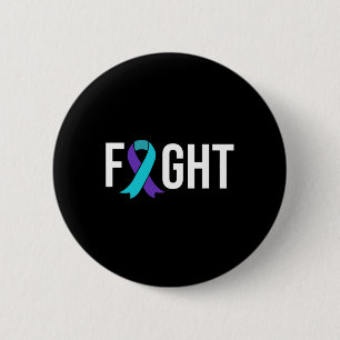Prevention Awareness Purple Teal Ribbon 6 Cm Round Badge
