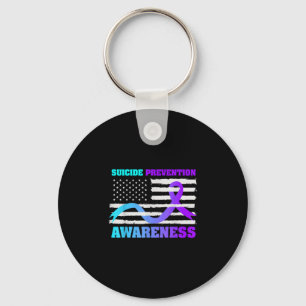 Prevention awareness ribbon american flag key ring