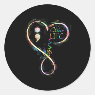 Prevention Awareness Semicolon Choose Life  Classic Round Sticker