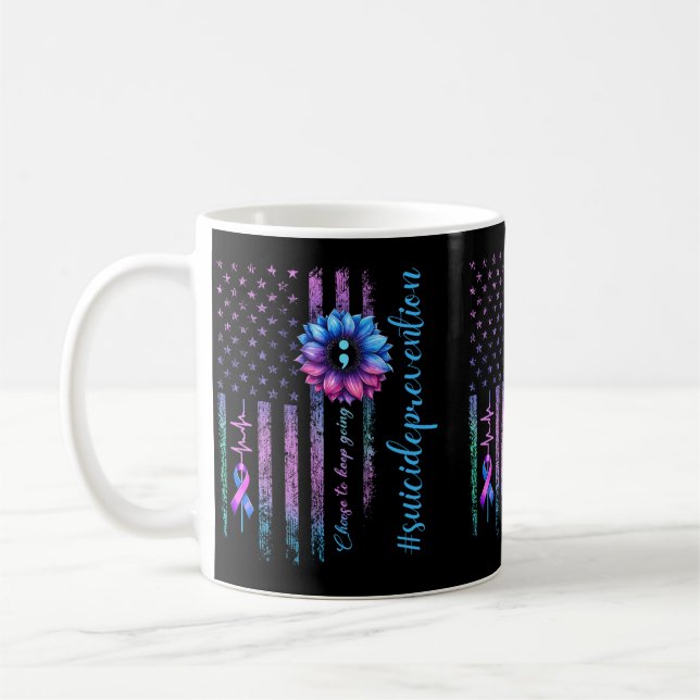 Prevention Awareness Semicolon Flag Design Design Coffee Mug (Left)