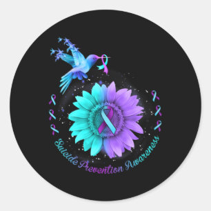 Prevention Awareness Sunflower Ribbon Mens Classic Round Sticker
