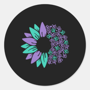 Prevention Awareness Sunflower Ribbon You Problem Classic Round Sticker