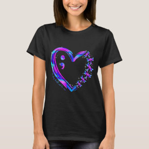 Prevention awareness teal purple heart dragonfly T-Shirt