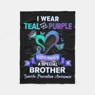 Prevention Awareness Wear Teal Purple For Brother Fleece Blanket