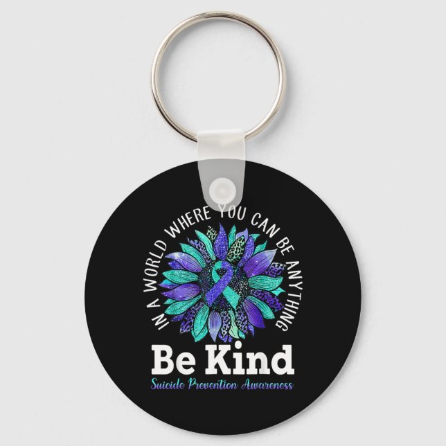 Prevention Awareness Week Be Kind Leopard Suower Key Ring (Front)