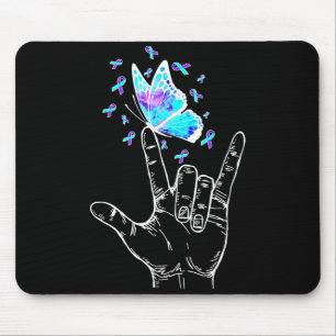 Prevention awareness week butterfly love hand sign mouse mat