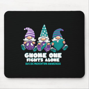 Prevention Gnome One Fights Alone Wear Purple Teal Mouse Mat