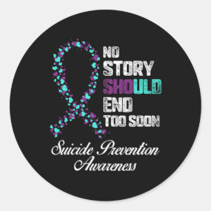 Prevention No Story Should End Teal And Purple Rib Classic Round Sticker