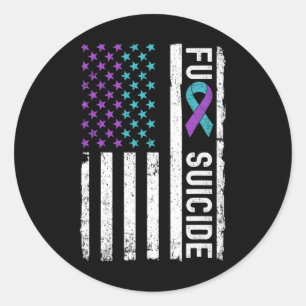 Prevention Week Awareness Month American Flag Classic Round Sticker