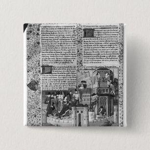 Priam watching the reconstruction of Troy 15 Cm Square Badge