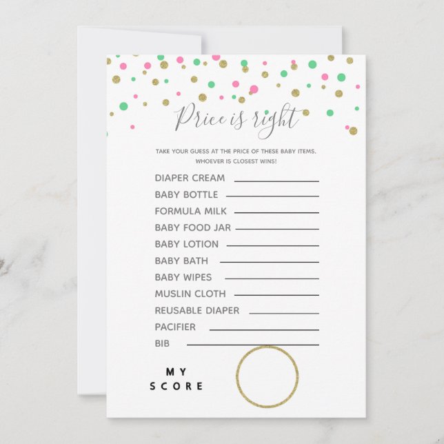 Price is right games Baby Shower Invitation (Front)